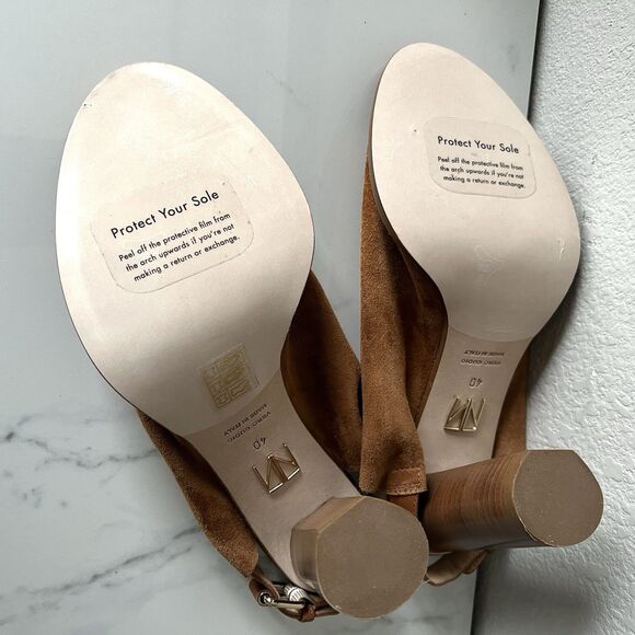 Tamara Mellon Element Sandal Bootie Suede Block Heel Women's Size 40 - Picture 4 of 5